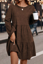 Lantern Sleeve Tiered Mini Dress