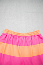 Seam Detail Half Zip Tee Casual Shorts 2pcs Set
