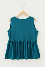 Plus Size Solid Color Bow Tie Peplum Tank Top
