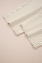 Khaki Stripe Casual Barrel Jeans