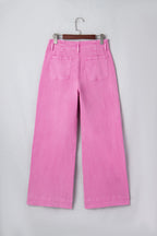 2-Button High Waist Flared Bottom Jeans