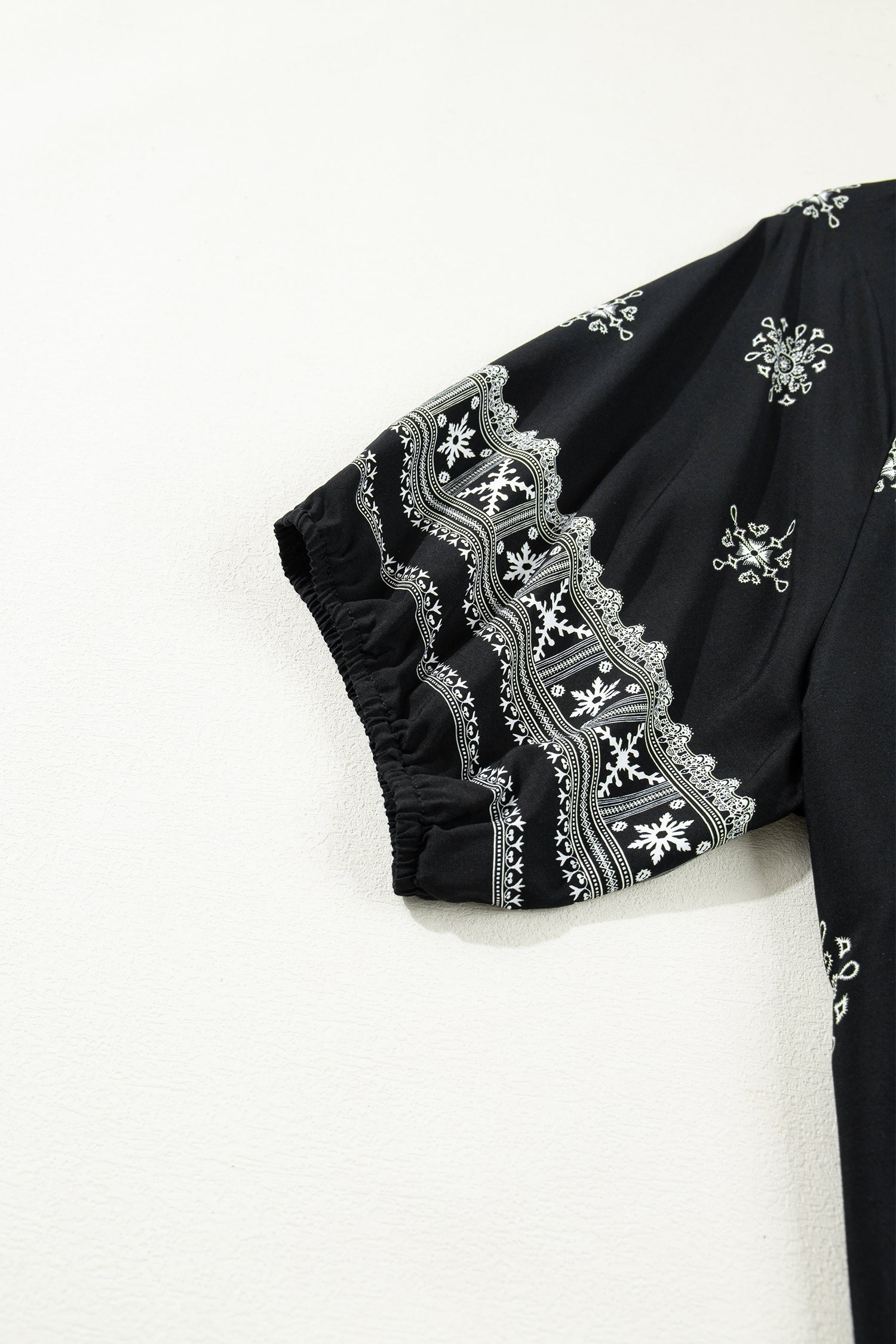 Boho Chic Notched V Neck Plus Floral Short Sleeve Top