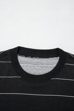 Striped Half Sleeve Tee Drawstring Shorts 2pcs Set
