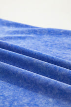 Sky Blue Mineral Wash Raw Seam Lace Sleeve Cotton Tee