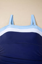Color Block Detail Adjustable Straps One Piece Swimsuit
