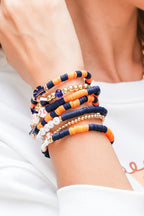 Russet Orange 7pcs Game Day Football Stackable Bracelet Set