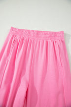 Solid Cover Oversize Tee Pocketed Casual Pants 2pcs Outfit