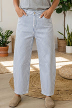 Striped Casual Barrel Jeans