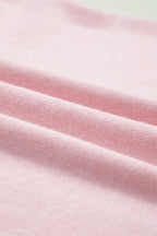 Strawberry Pink Lacy V Neckline Short Sleeve Sweater