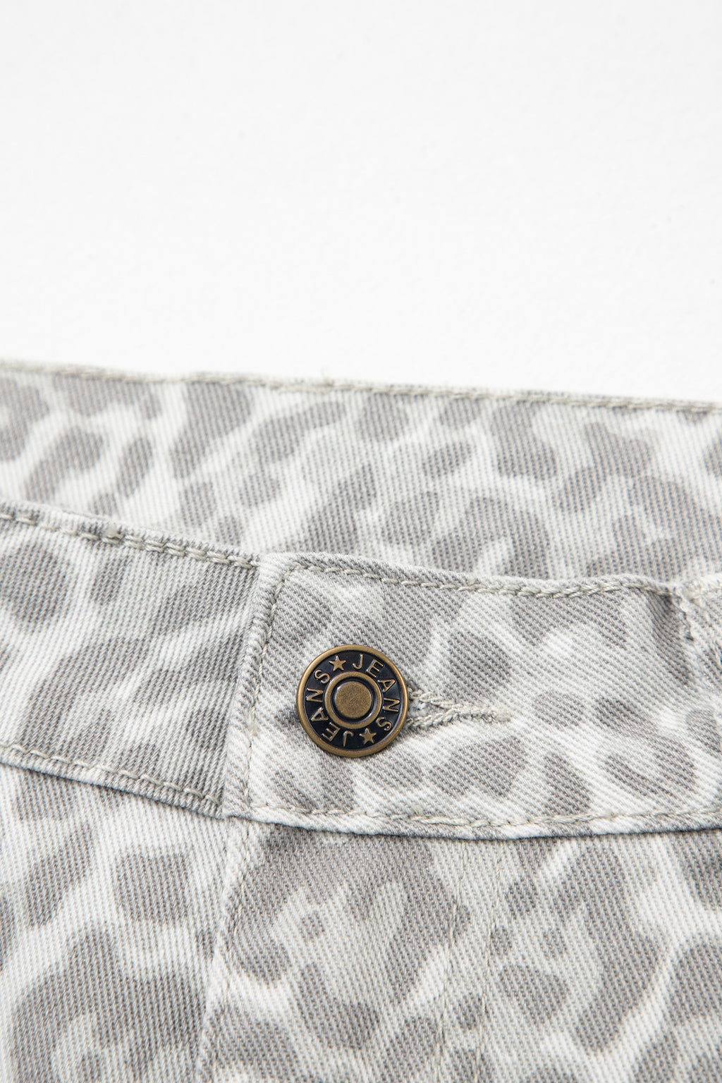 Leopard Frayed Edge Wide Leg High Waist Jeans