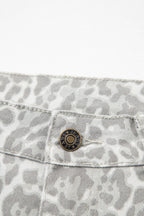Leopard Frayed Edge Wide Leg High Waist Jeans