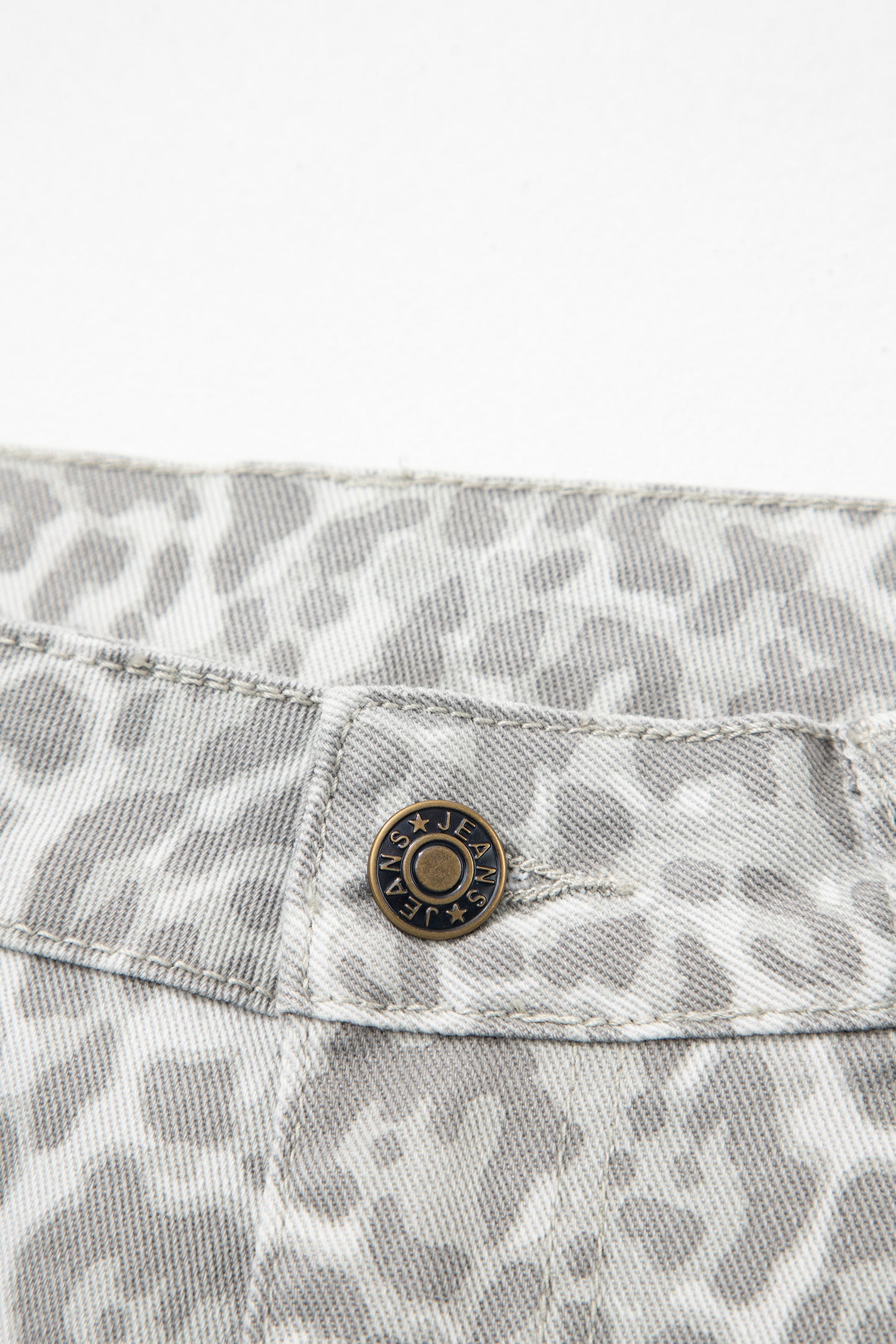Leopard Frayed Edge Wide Leg High Waist Jeans