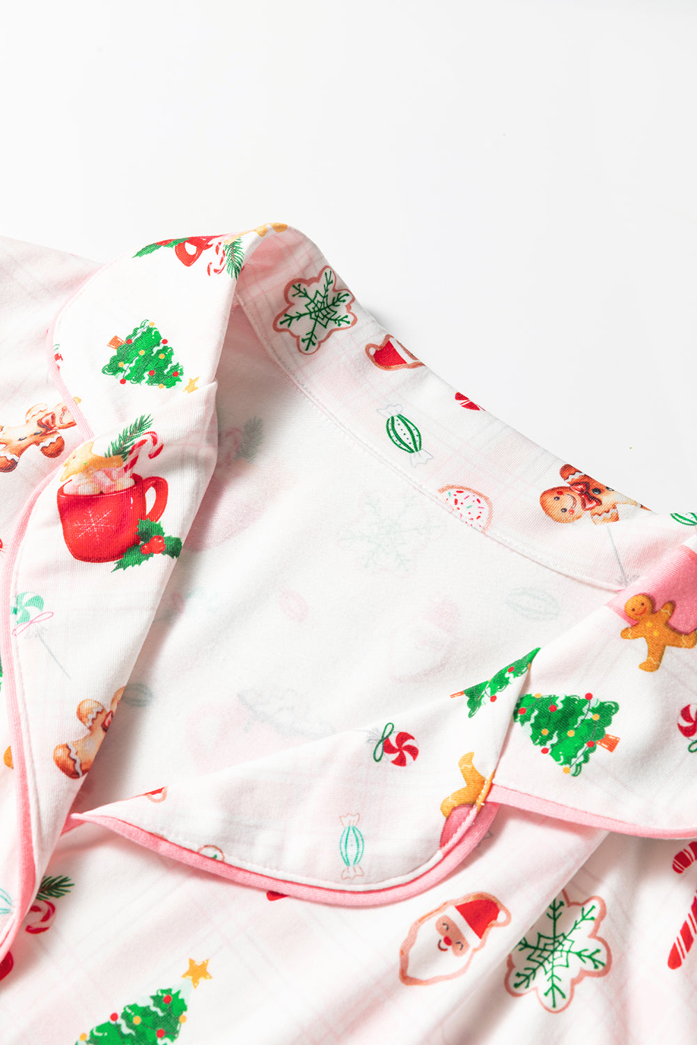 White Christmas Spirits Shirt Style 2pcs Short Pyjama Set