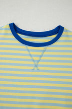 Striped Drop Shoulder Boxy Casual Terry Short Set