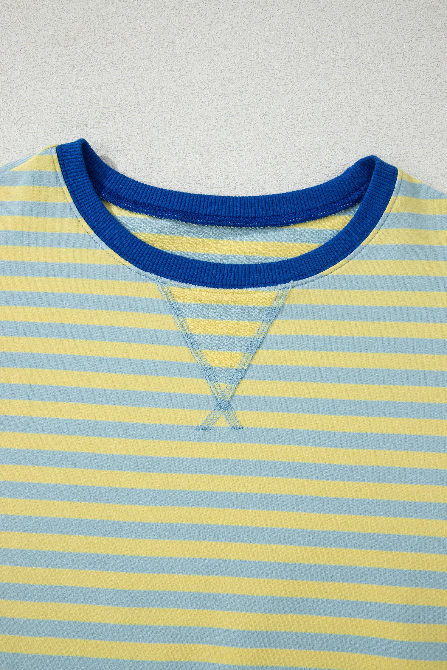 Striped Drop Shoulder Boxy Casual Terry Short Set