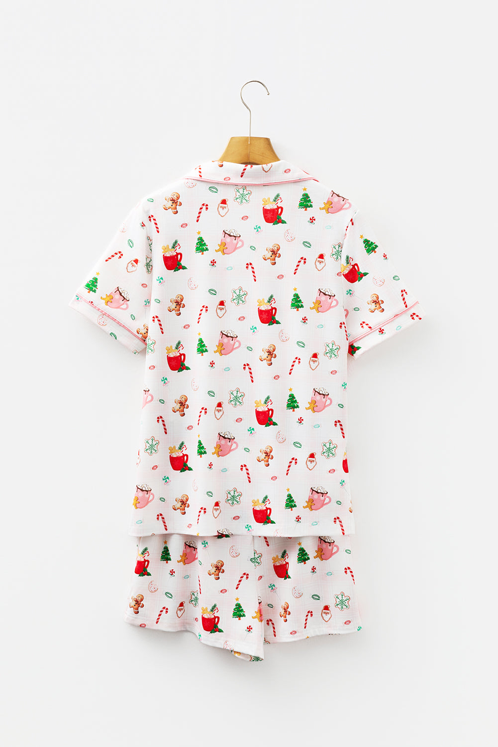 White Christmas Spirits Shirt Style 2pcs Short Pyjama Set