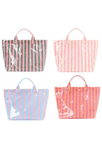 Glossy Striped Vinyl Large Tote Bag