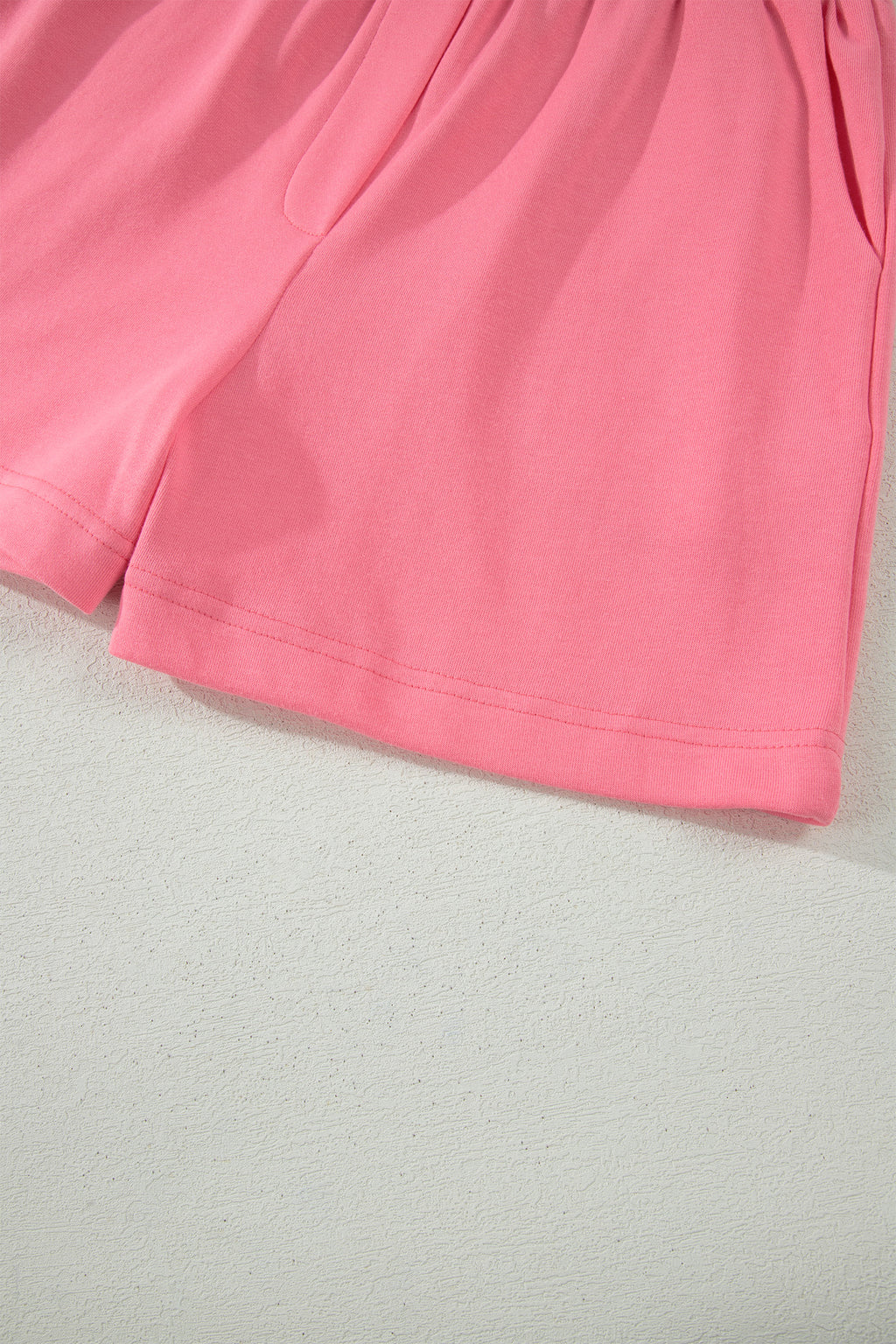 Half Zipped Ruffled Short Set