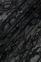 Black Solid Color Sleeveless Sheer Floral Lace Patchwork Long Dress