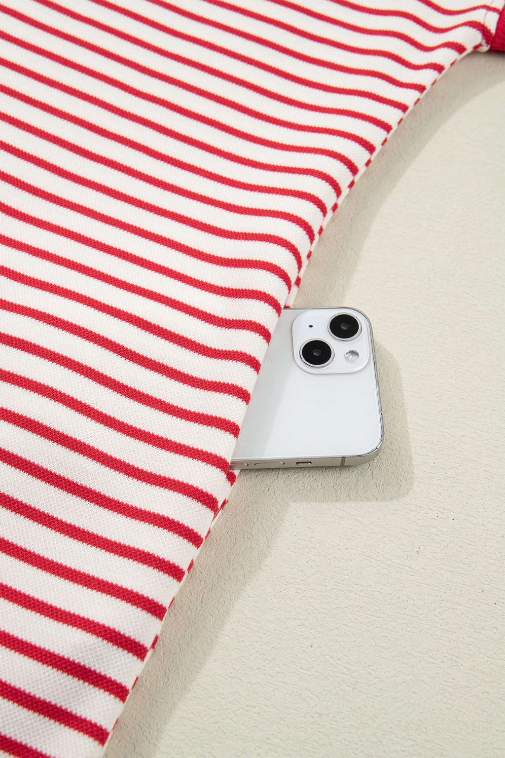 Striped Quarter Zip Polo Collar T Shirt Dress with Pockets