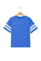 Varsity Striped Short Sleeve Crew Neck T Shirt