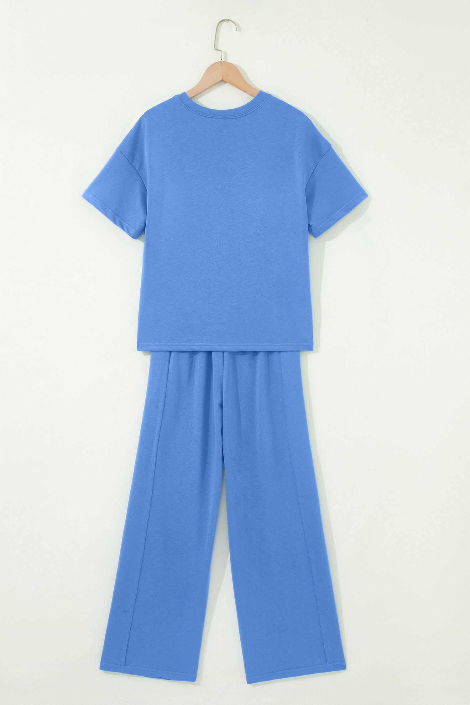 Solid Cover Oversize Tee Pocketed Casual Pants 2pcs Outfit