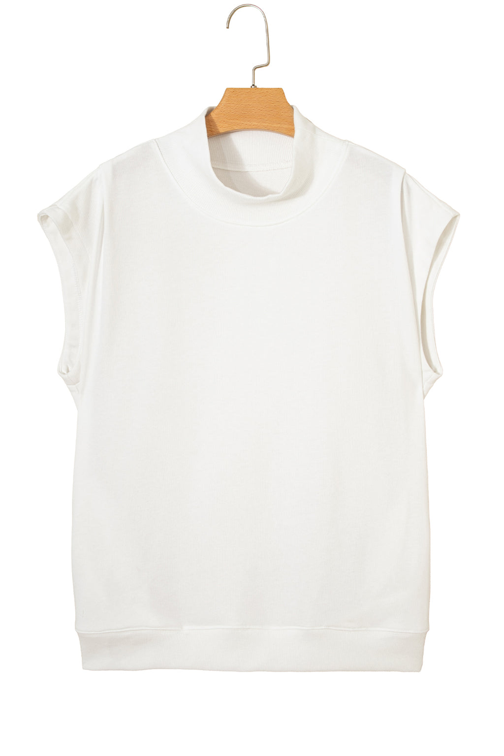 Solid Color High Neck Cap Sleeve Loose Top