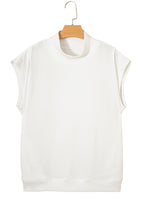 Solid Color High Neck Cap Sleeve Loose Top