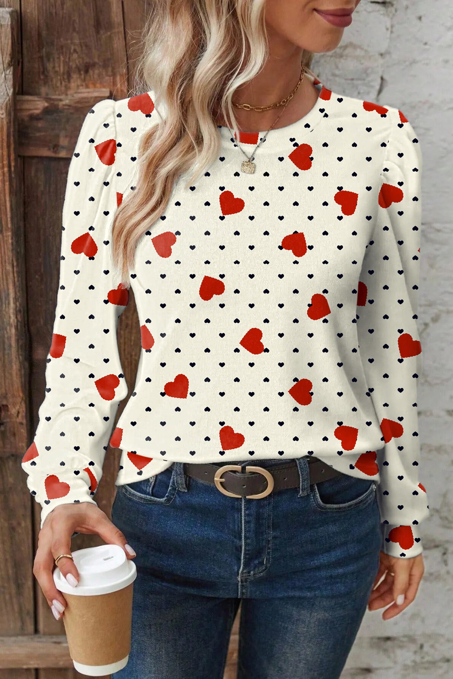 Dotted Heart Festive Valentine Blouse