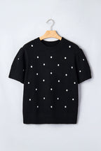 Elegant Polka Dot Bubble Short Sleeve Sweater