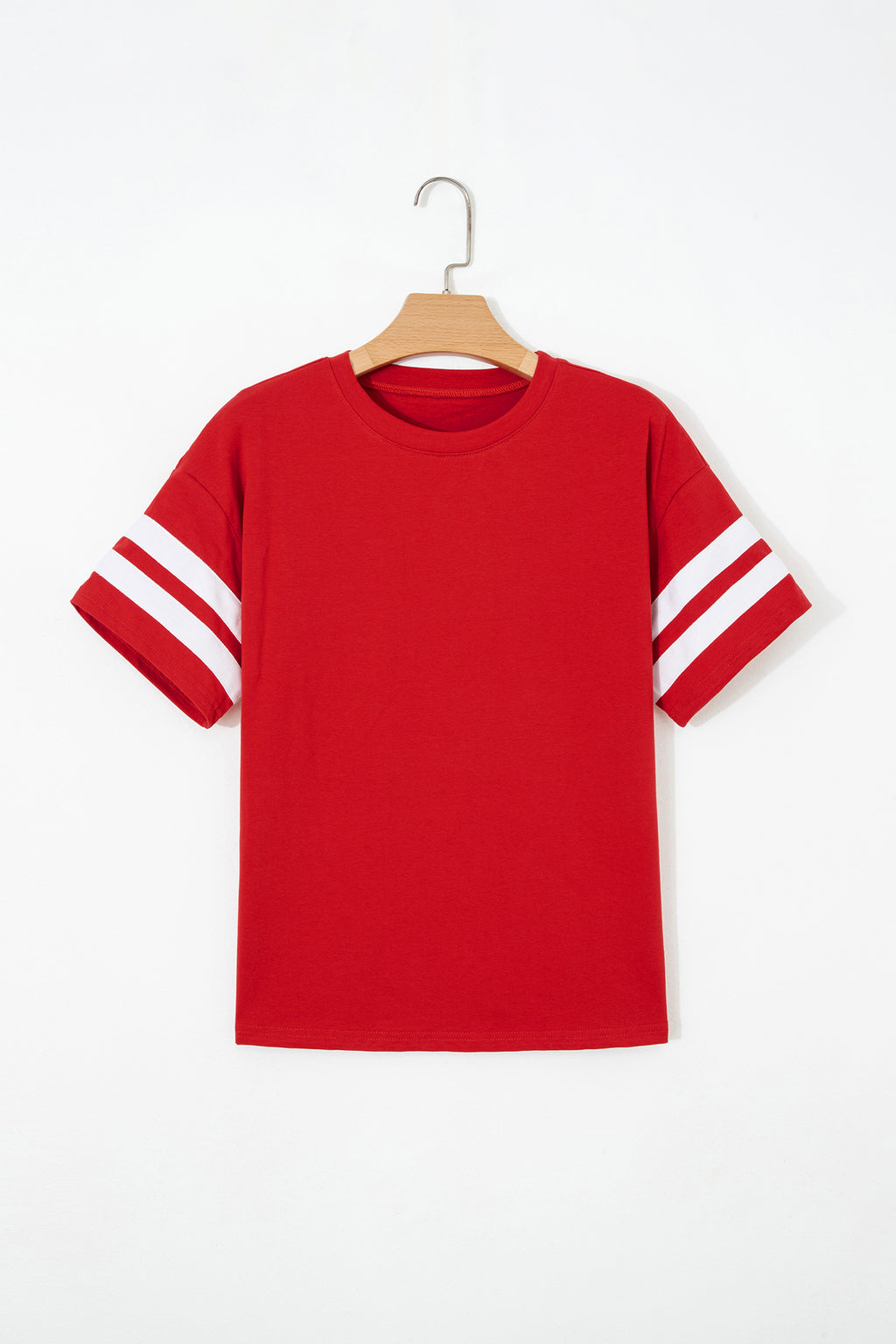 Varsity Striped Short Sleeve Crew Neck T Shirt