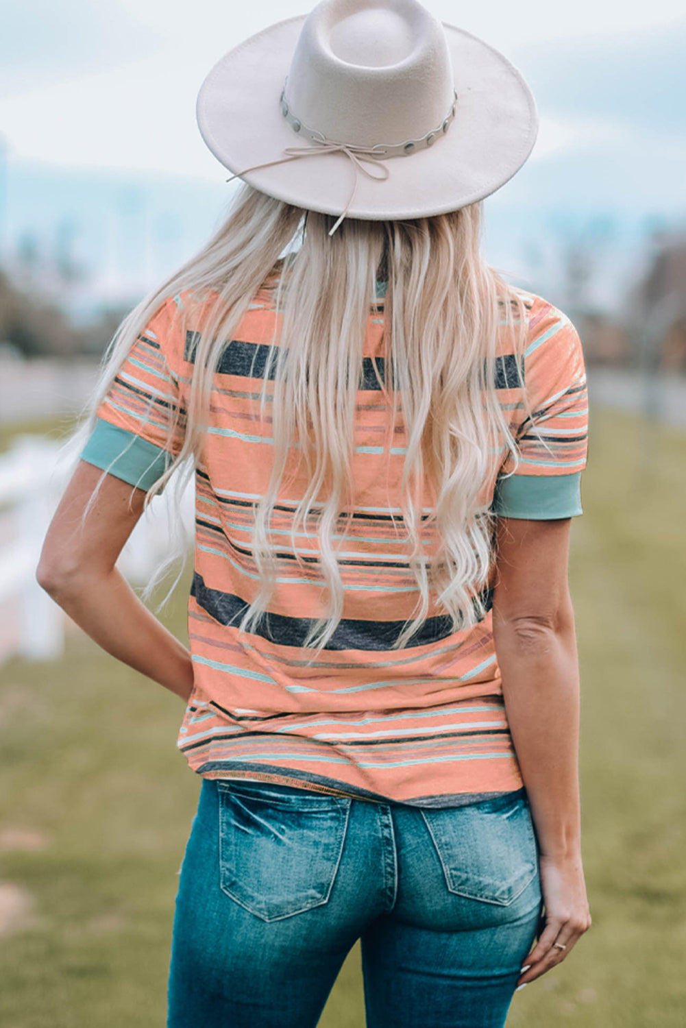Multicolor Stripes Crew Neck T Shirt