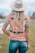 Multicolor Stripes Crew Neck T Shirt