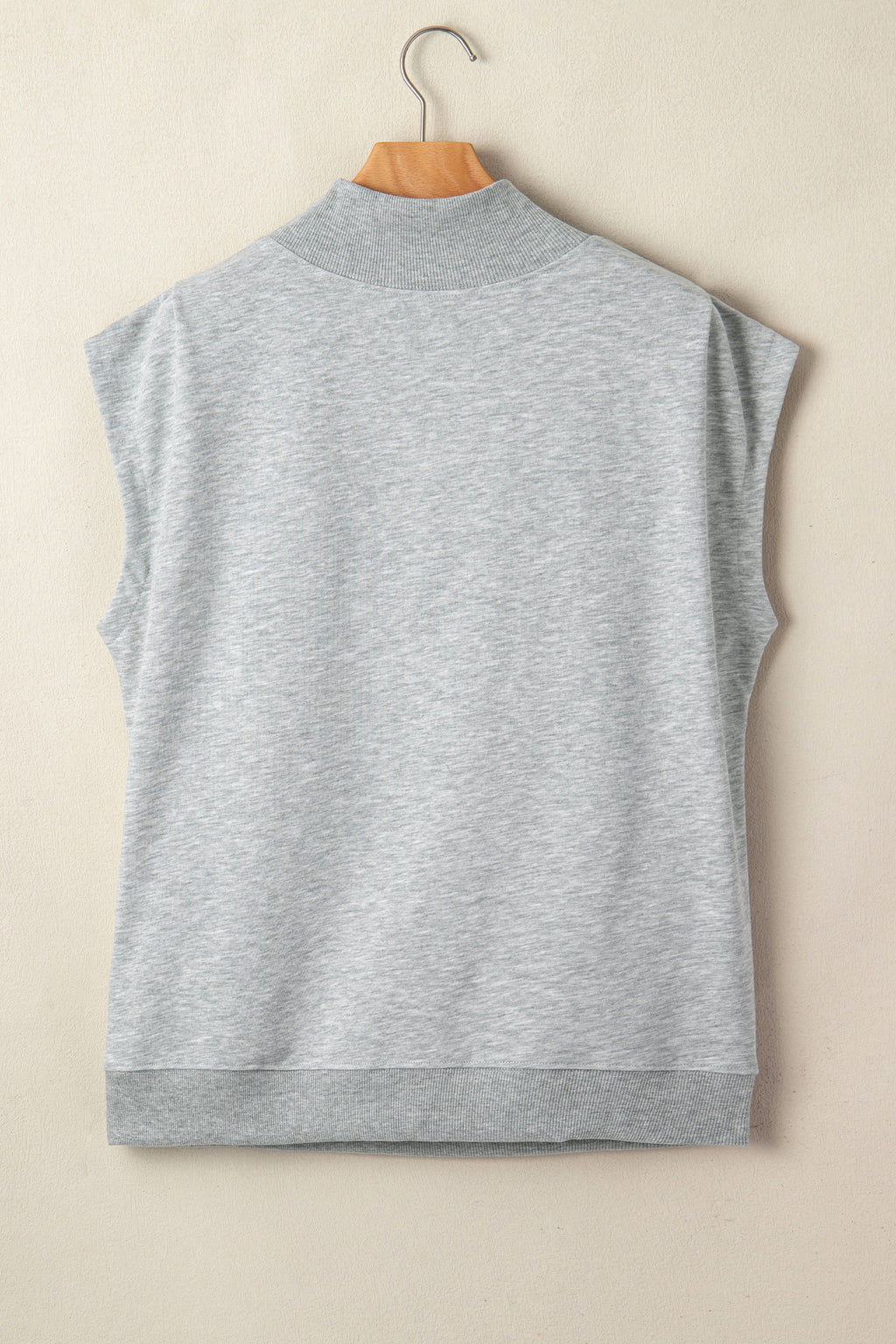 Solid Color High Neck Cap Sleeve Loose Top