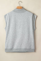 Solid Color High Neck Cap Sleeve Loose Top