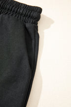 Contrast Leopard Bow Patched V Neck Loose Tee Drawstring Shorts 2pcs Outfit