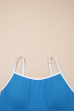 Color Block Edge Ribbed Pocketed Lined Swim Dress