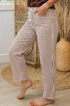 Striped Casual Barrel Jeans