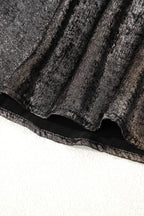 Silvery Metallic Round Neck Ruffle Trim Sleeveless Top