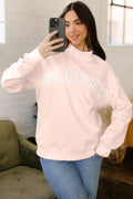 Oversize Blessed Embroidered Mock Neck Sweatshirt