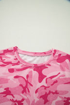 Camouflage Print Crew Neck T Shirt