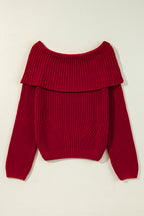Racing Red Off-the-shoulder Knit Sweater