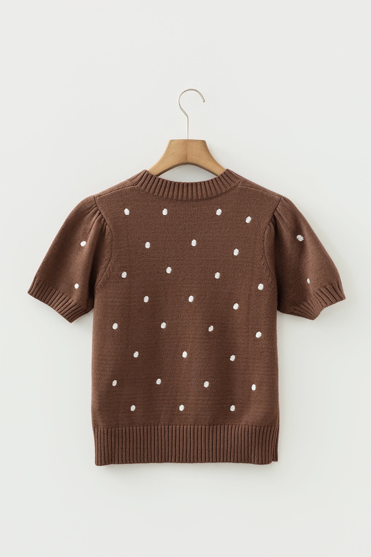 Elegant Polka Dot Bubble Short Sleeve Sweater
