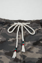Camouflage Print Striped Side Panel Patchwork Drawstring Pants
