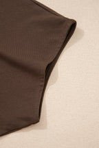 Plus Size Solid Color Asymmetric Neck Short Sleeve Blouse