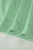 Solid Colour Ribbed Trim Short Sleeve Top Drawstring Loose Pants 2pcs Outfit