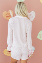 Pink Bow Lattice Print Bow Ties 2pcs Pyjama Set