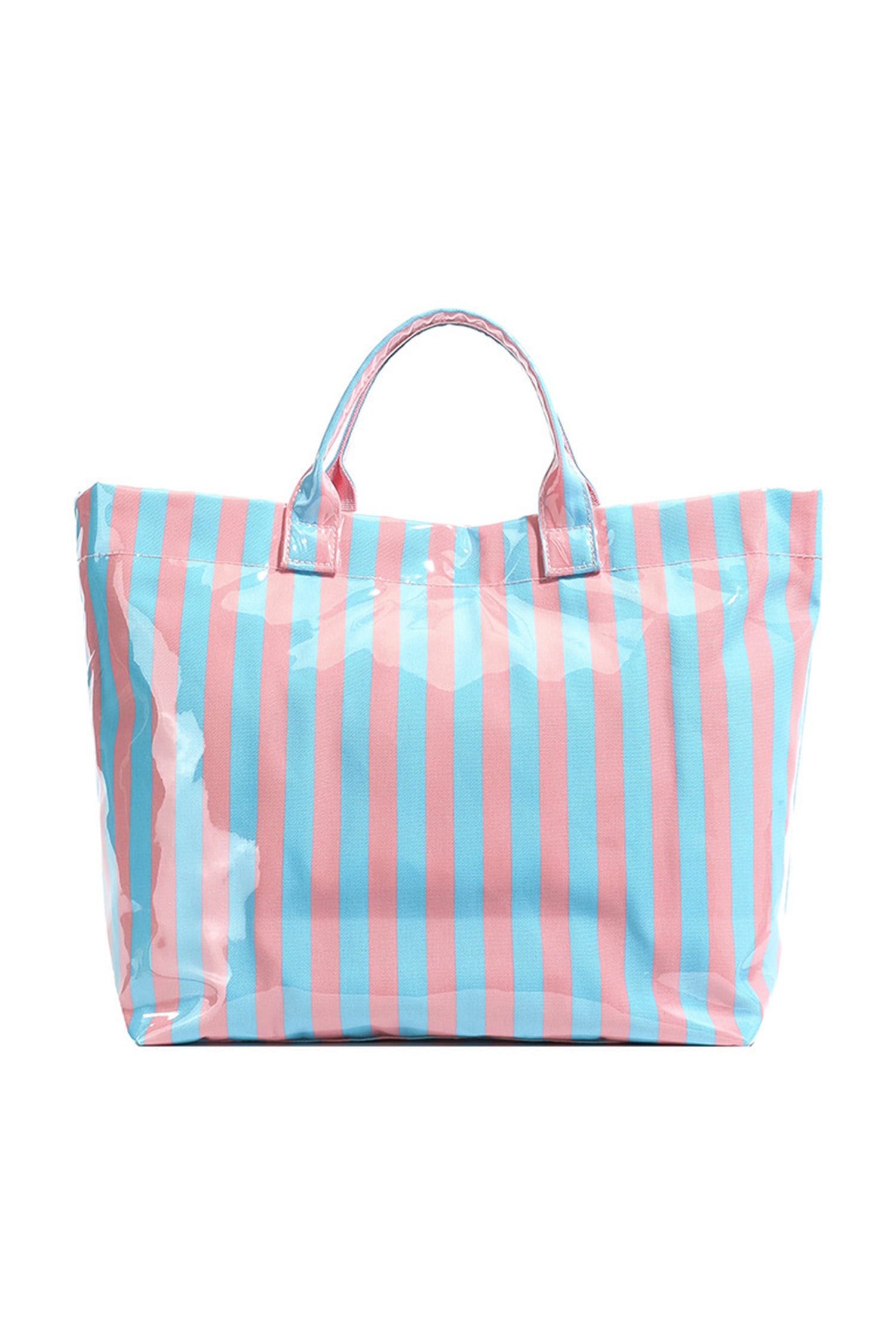 Glossy Striped Vinyl Large Tote Bag