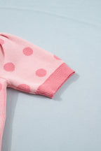 Polka Dot Puff Short Sleeve Sweater Top