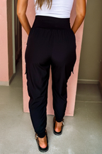 Elastic High Waist Pocketed Cargo Jogger Pants